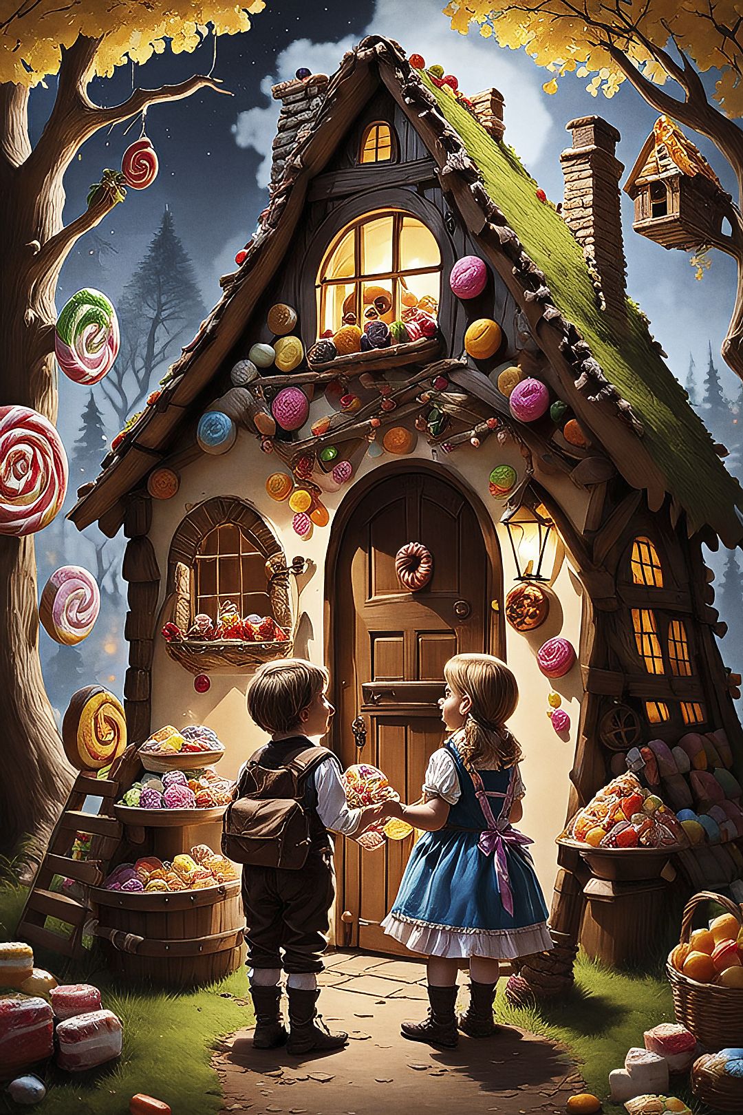 Hansel and Gretel arrive at Witch's cottage